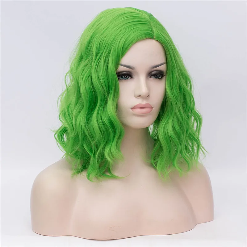 MSI Wigs женские розовые парики Короткие вьющиеся термостойкие 14 дюймов Синтетические волосы зеленый парик для черно-белых женщин косплей боб парики