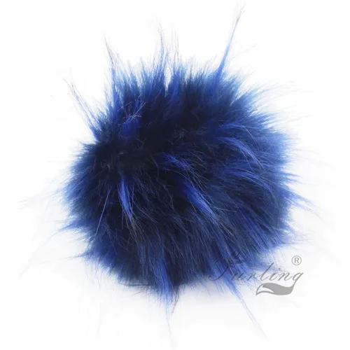 Navy blue Мех животных Ling DIY 12 шт. искусственный мех енота 11 см пушистый помпон мяч для шляпа шапочка интимные аксессуары для женщин брелок - Цвет: Navy blue
