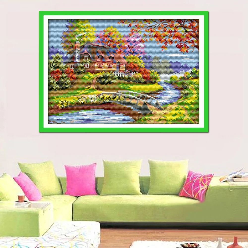 Joy Sunday F696 14CT 11CT Счетный и штампованный домашний декор хижина для рукоделия наборы