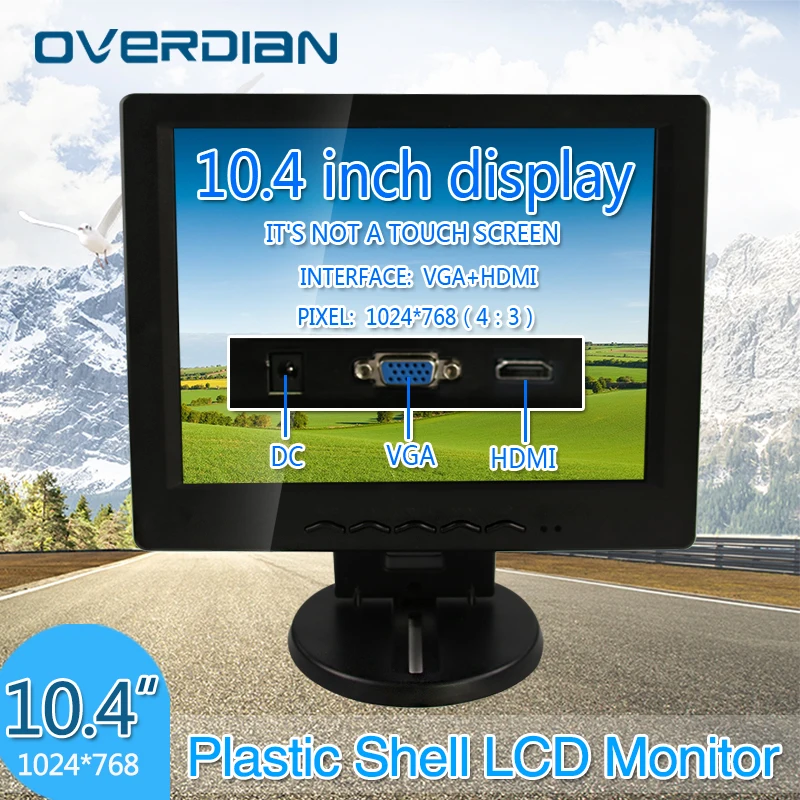 Display 10.4  VGA/HDMI Connector Monitor 1024*768 Song Machine Cash Register Square Screen Lcd Monitor/Display Non-touch Screen