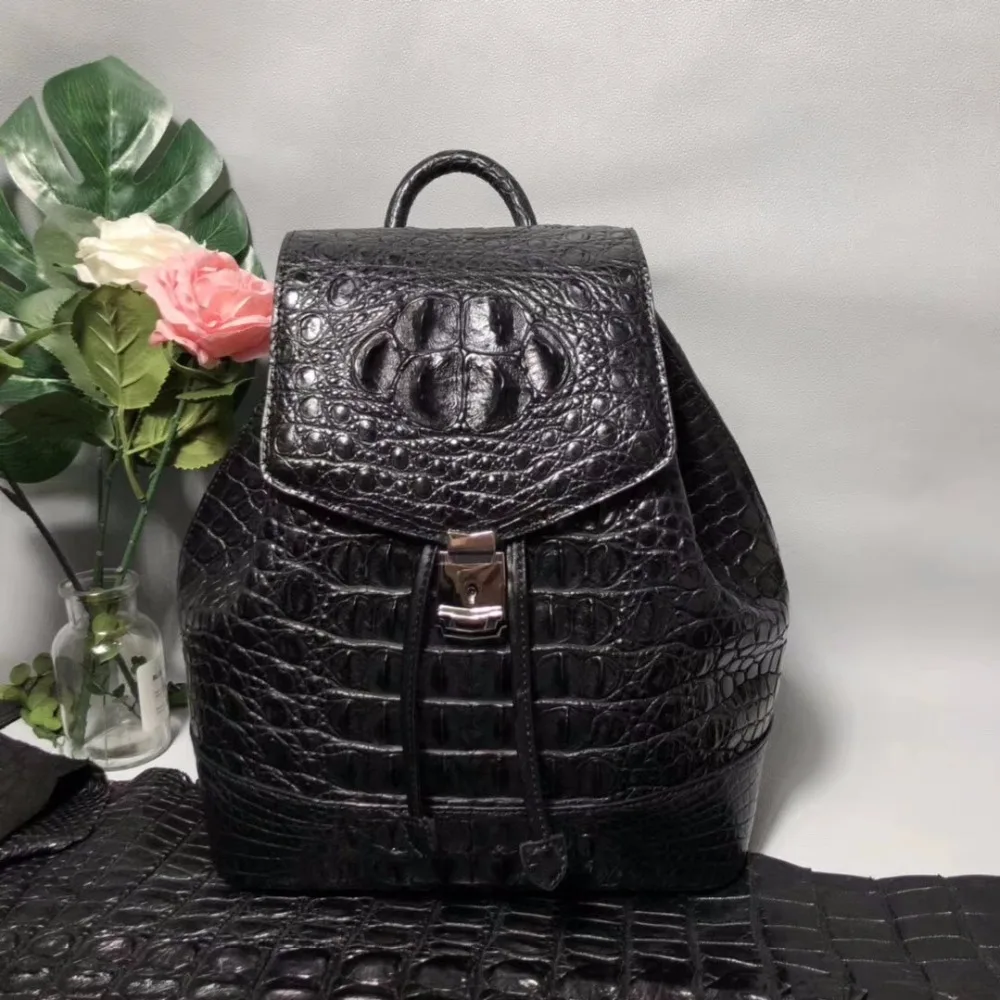 Женский рюкзак из натуральной кожи аллигатора|backpack designer|designer backpackred backpack |