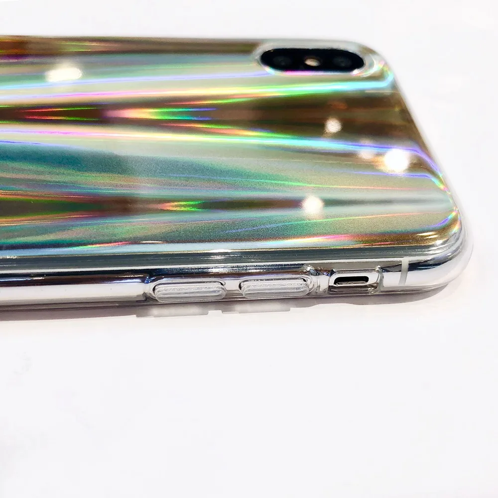 Роскошные Аврора Лазерная чехол для iphone X XS XR XSMAX Блеск Сияющий Чехол 5 6 6s 7 8
