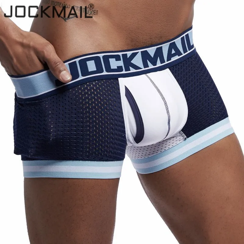Мужские трусы боксеры JOCKMAIL сексуальные хлопковые с сеткой и u образным карманом