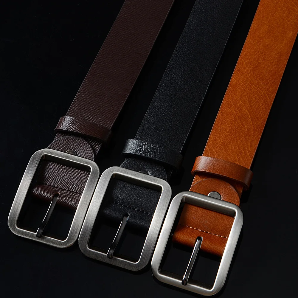 

NEW Casual Men Belts Square pin buckleDesigners Luxury Man Fashion Belt Trends Trousers With Three Color To Choose Free Shipping