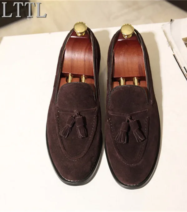 Men Handmade Fashion Tassel Loafers Shoes Gentleman Luxury Suede Casual Stress Brand Dress Party Size 37-45 | Обувь
