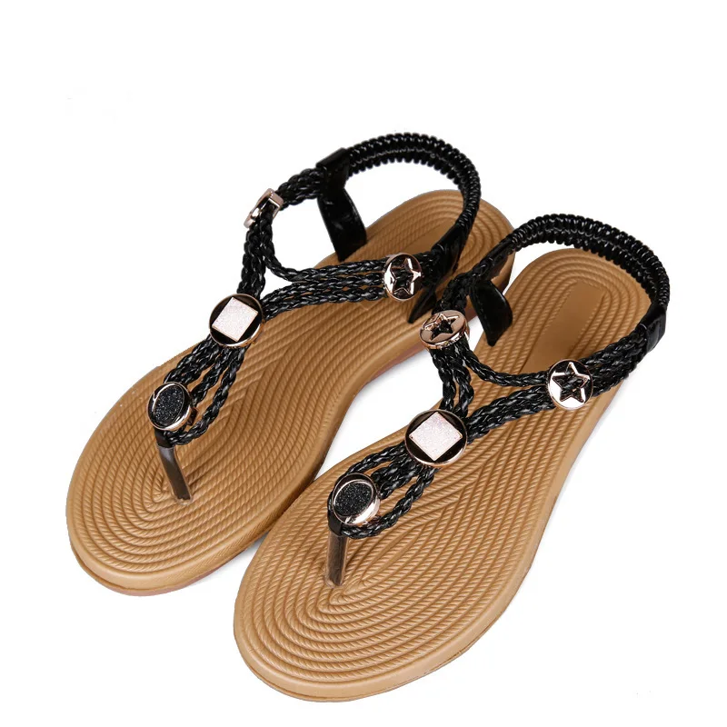 15 summer new Korean version of thong sandals bohemian rattan decorative metal wholesale behalf | Обувь