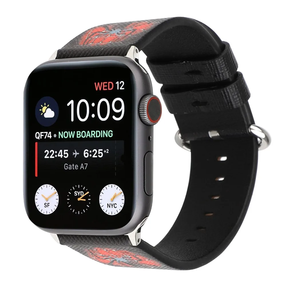 Мягкий кожаный ремешок Marvel Heroes из искусственной кожи для apple watch, серии 4, 3, 2, 1, Железный человек, кожаный ремешок для apple iwatch 44 мм, 42, 40, 38 мм