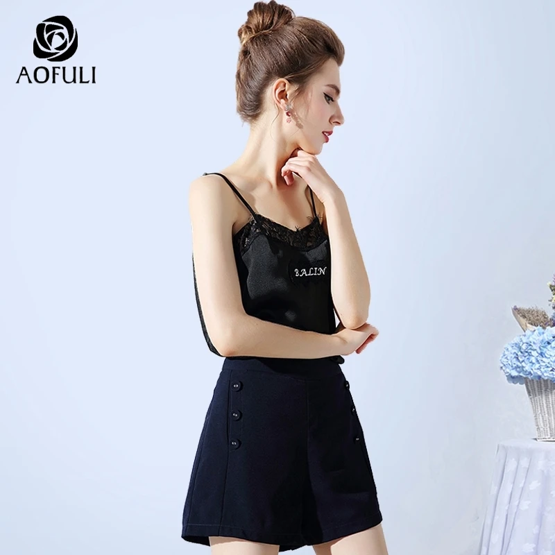 AOFULI L-XXXL 4XL 5XL женский топик Плюс Размер Регулируемое кружевное и вышитое атласное