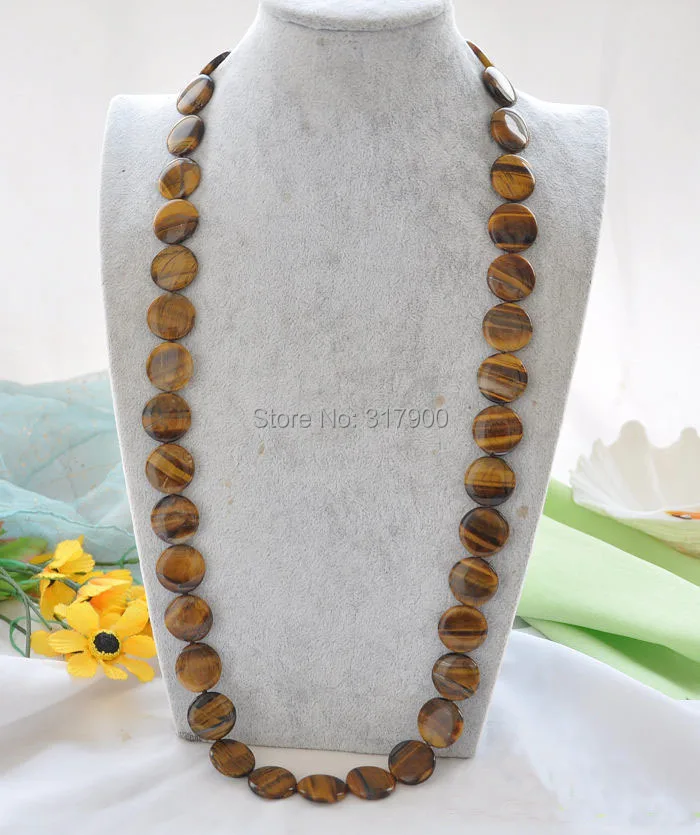Ожерелье тигровый глаз 32 дюйма 20 мм|necklace natural|necklace necklacenecklace yellow |