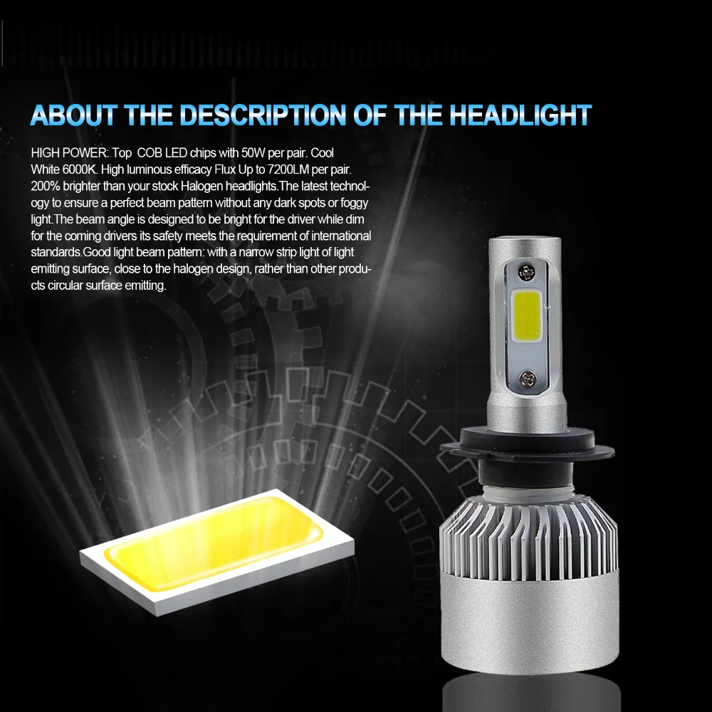 2 светодиодный т. Автомобильные светодиодные лампы H7 72 Вт 6500 лм|car light|led h7 car headlightsled