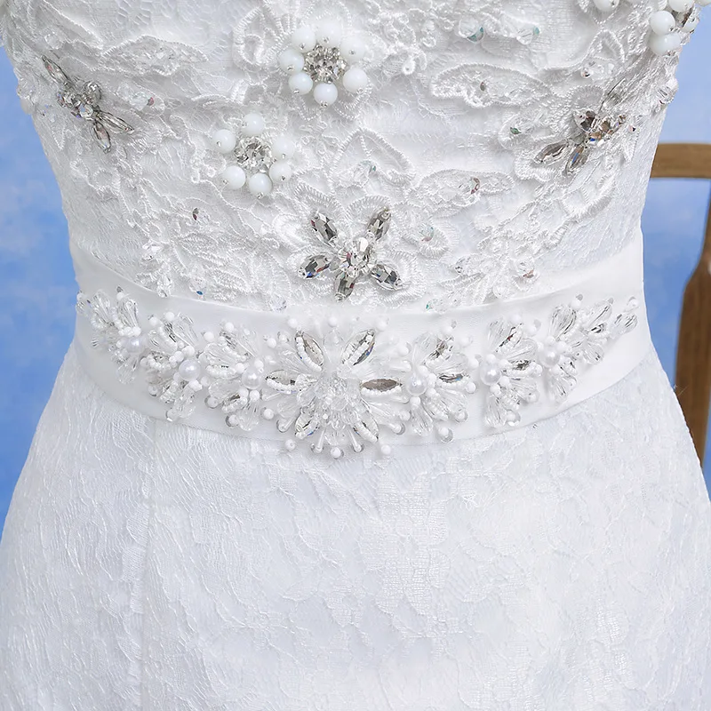 

Bridal Dress Mermaid 2019 Wedding Gown Mermaid Dress Sexy Illusion Floral Lace Tulle Halter Sleeveless Chapel Train White Plus