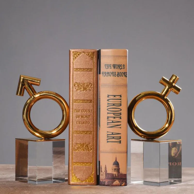 

1 Pair Modern Simple Style Decoration Crafts Bookends Crystal Lovers Bookends Book Shelf Living Room Office Decor
