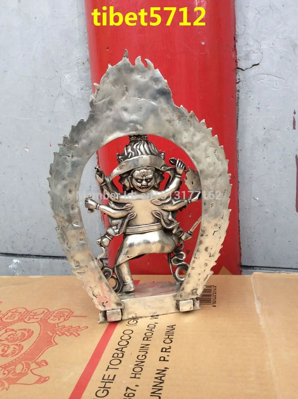 Статуя Будды Vajra Krodha Mahabala Ucchusma с тибетским искусственным покрытием бронзовая