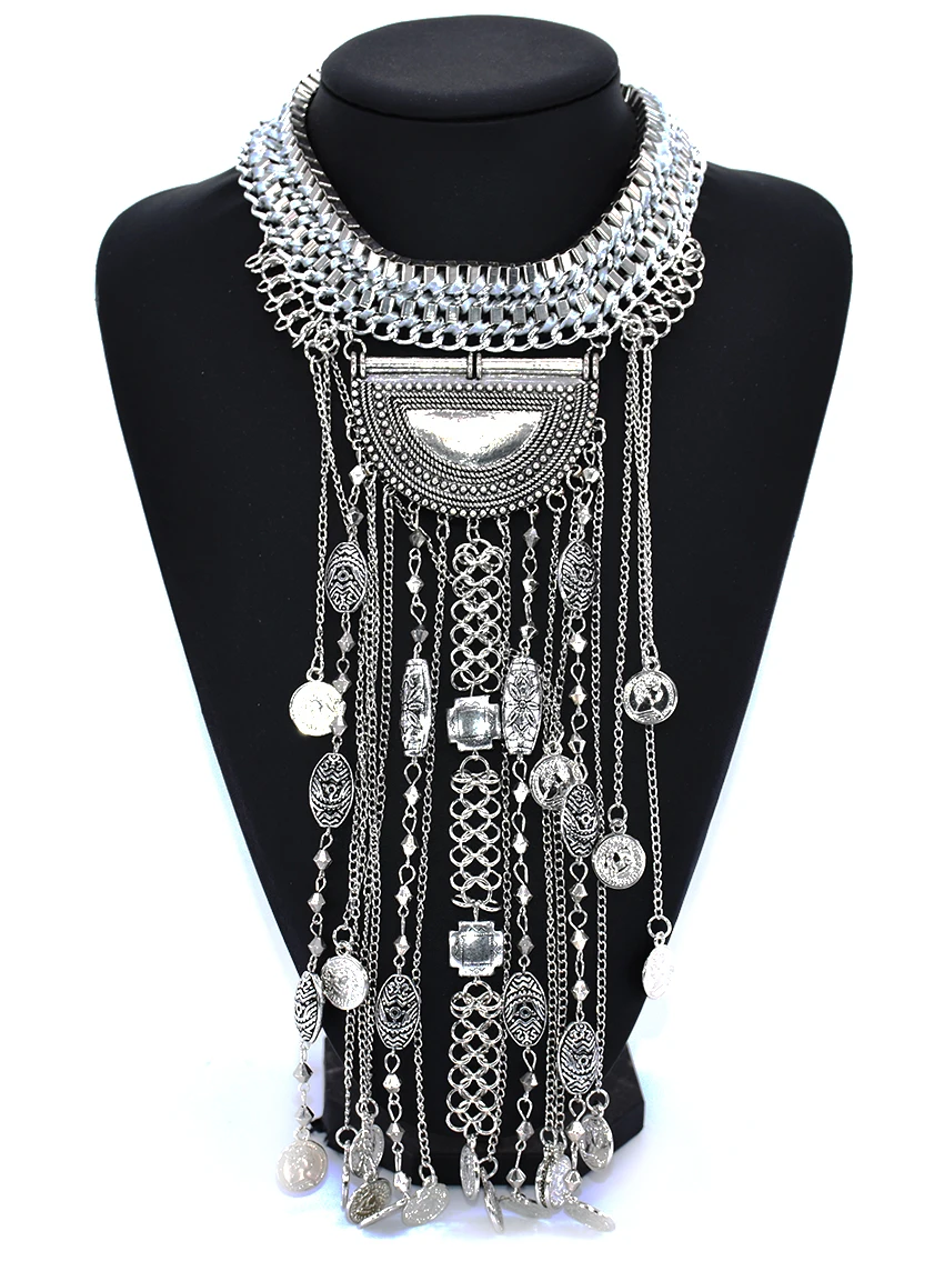 В стиле бохо длина макси с монетами Цепочки и ожерелья Для женщин Винтаж