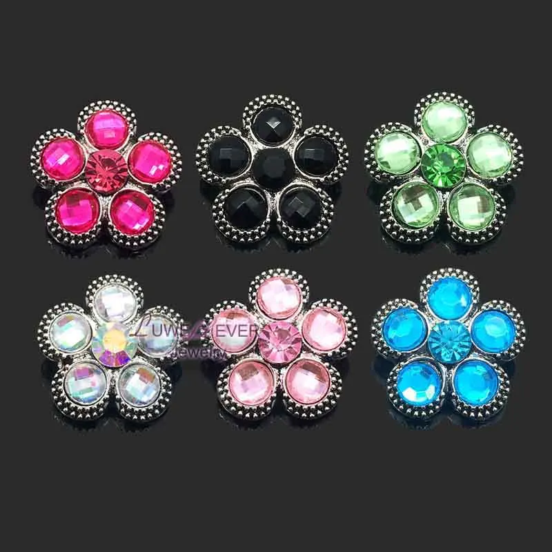 

Wholesale w284 flowers 18mm rhinestone metal snap button for Bracelet Necklace Jewelry For Women jewelry Fashion accessories
