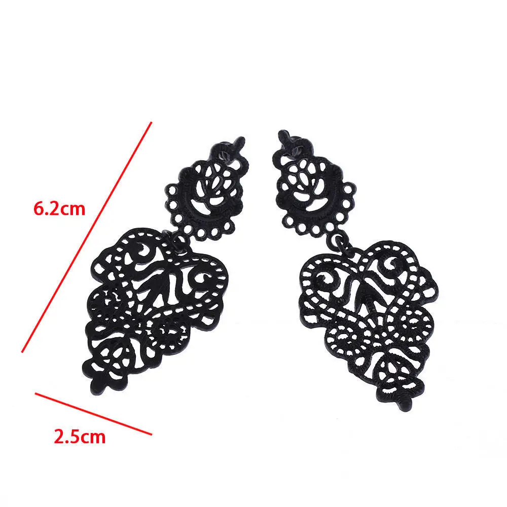 IMucci 1 пара элегантные черные полые Кафф с цветами богемные серьги | Украшения и