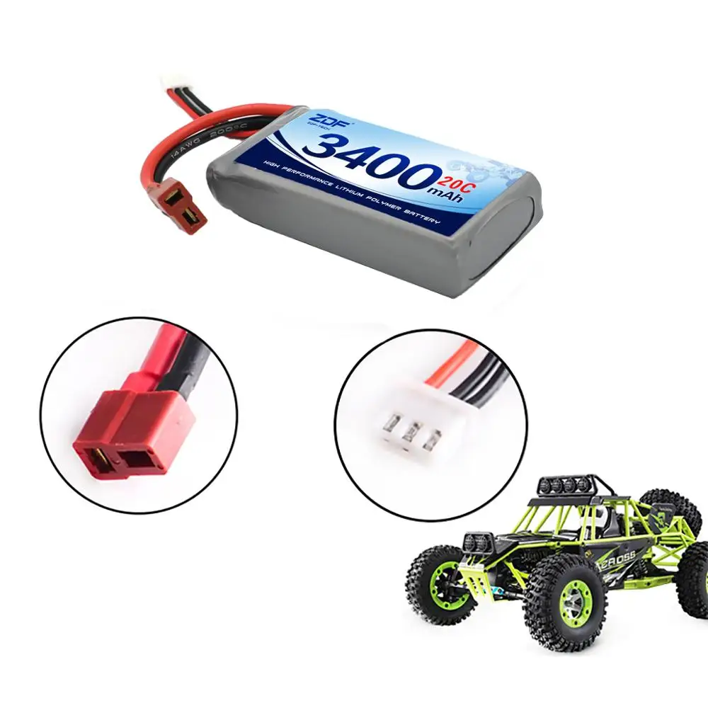 ZDF 2 шт Rc Lipo батарея HV 4 35 V 2S 7 3400mah 20C Max 40C для Wltoys 12428 12423 1:12 RC автозапчасти|Детали и