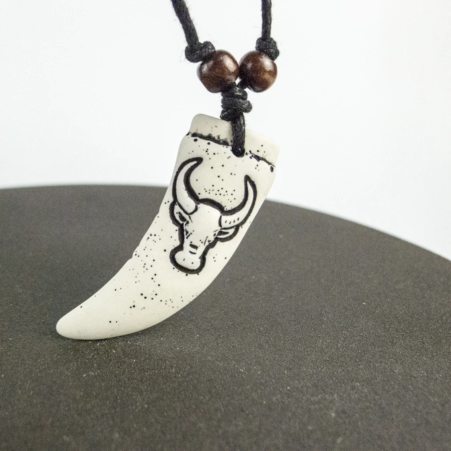 Резьба по зубам ограничение материал из кости яка ожерелье кулон винтажные