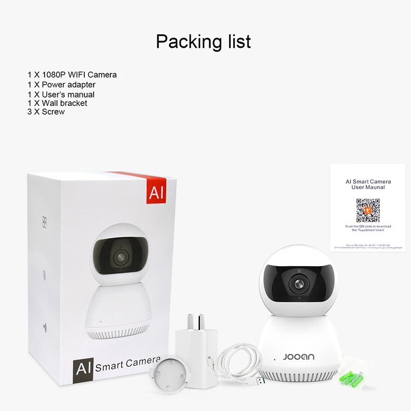Jooan, Wifi камера, 1080 P, домашняя, WiFi, IP камера, ночное видение, умная камера, веб-камера, видеонаблюдение, интеллектуальное слежение, камера безопасности