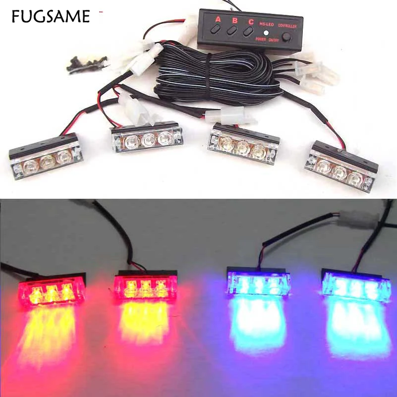 Светодиодная вспышка для мотоцикла FUGSAME 51035 4x3 стробоскоп предупреждающий