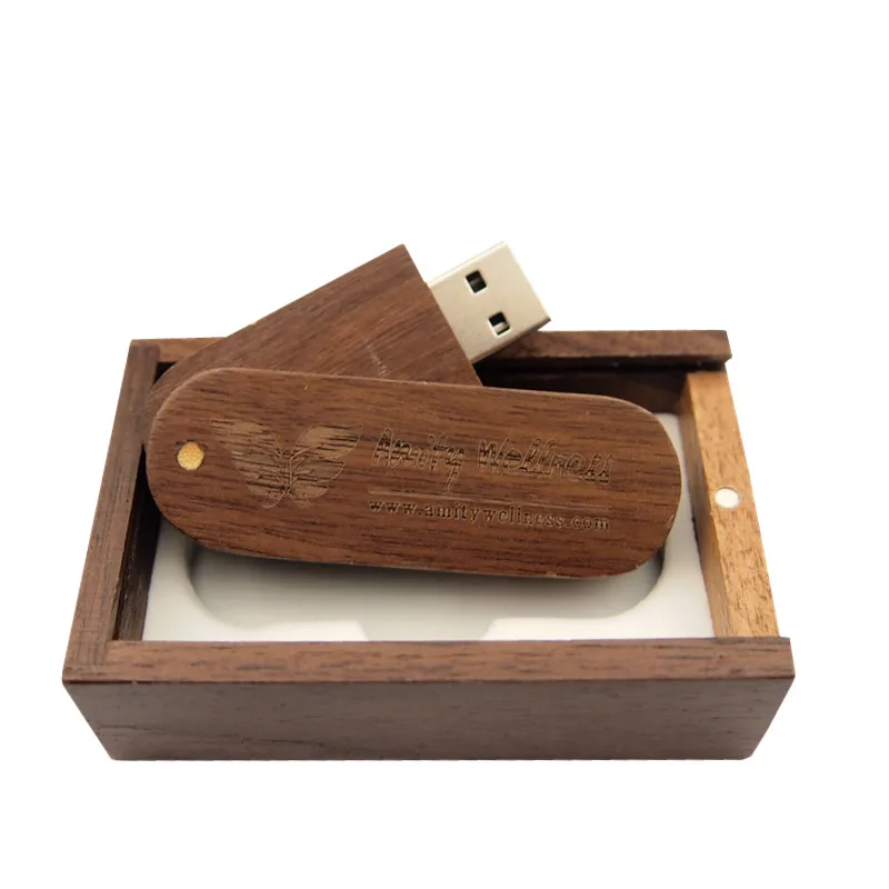 Пользовательский логотип деревянный USB 2,0 флеш-накопитель 4 ГБ 8 ГБ 16 ГБ памяти U Stick 32 Гб Usb флеш-накопитель фотографии свадебные подарки флэш-накопитель - Цвет: Walnut with box
