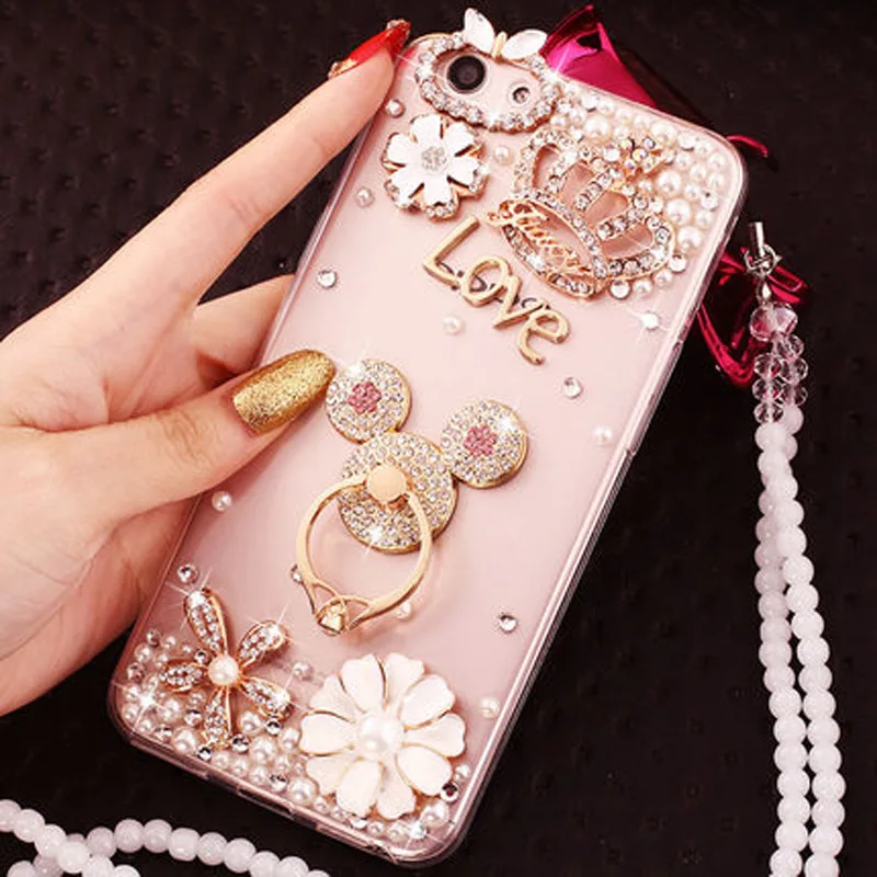 Роскошные девушка женщина С кристалалми и стразами случаях + Bling со чехол для