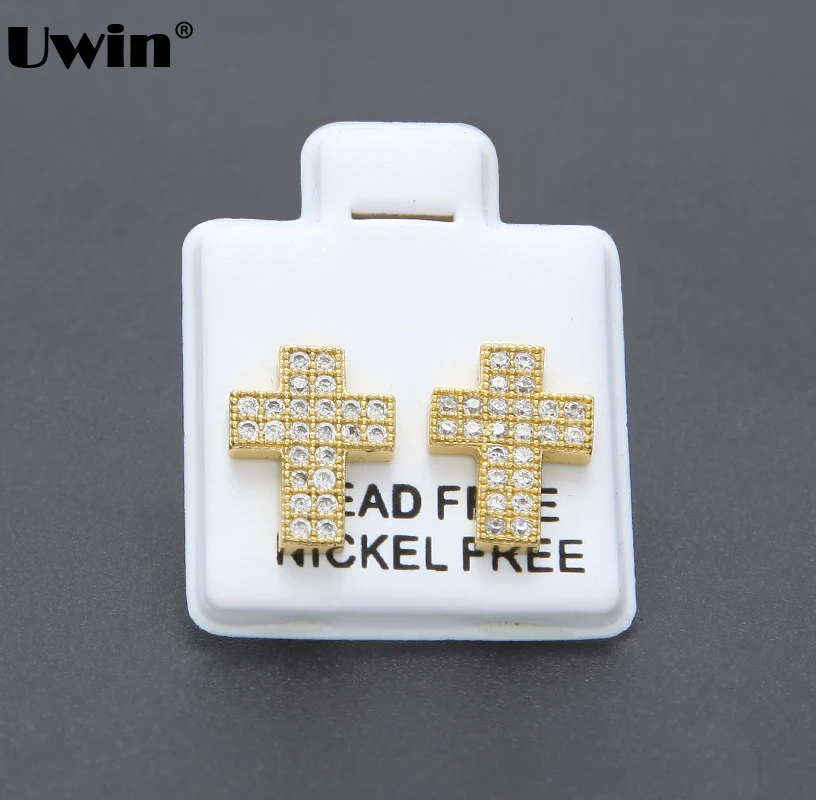 

Cross Crystal Earrings Yellow Gold Filled Womens Mens Trendy Stud Earrings New Fashion Zircon Stud Earrings Lady Jewelry