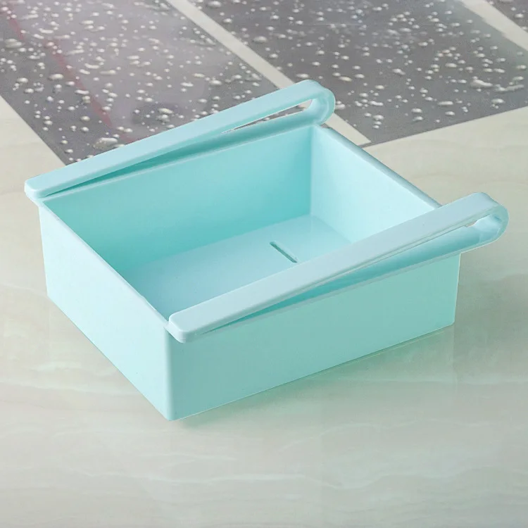 Blue 16.5x15.5x7cm 1 шт. регулируемый и растягивающийся органайзер для холодильника свежий разделительный слой стеллаж для хранения ящика Корзина для холодильника выдвижные ящики - Цвет: Blue 16.5x15.5x7cm