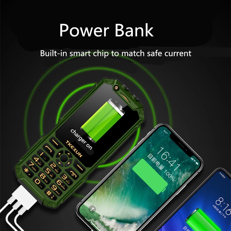 FSMART TKEXUN Q8A прочный внешний аккумулятор мобильный телефон 3 0 дюймов Фонарик Bluetooth