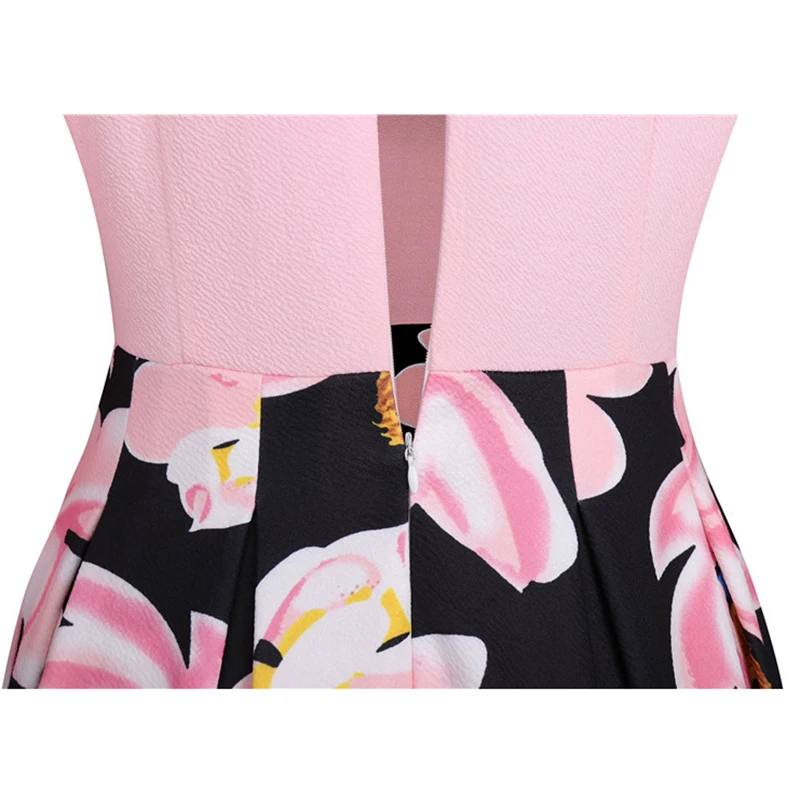 

YRRETY Women Autumn Black Big Swing Print Vintage Dresses Patchwork Black Blue Floral Pocket V Neck A Line Pocket Party Clothes