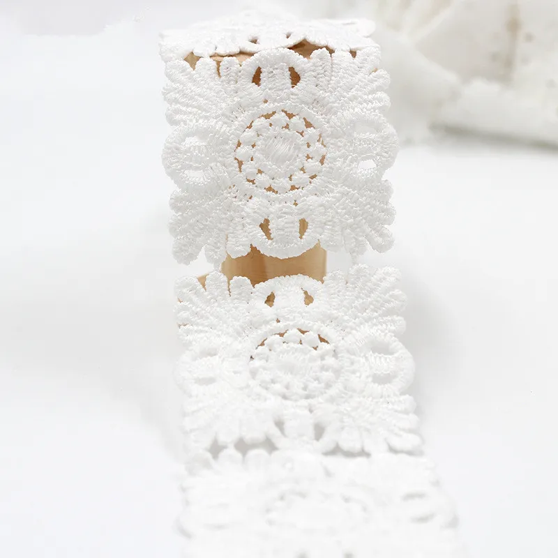 

6yards/lot Special White and color water soluble Lace Trims Embroidered mesh lace ribbon diy appliques handmade sewing craft