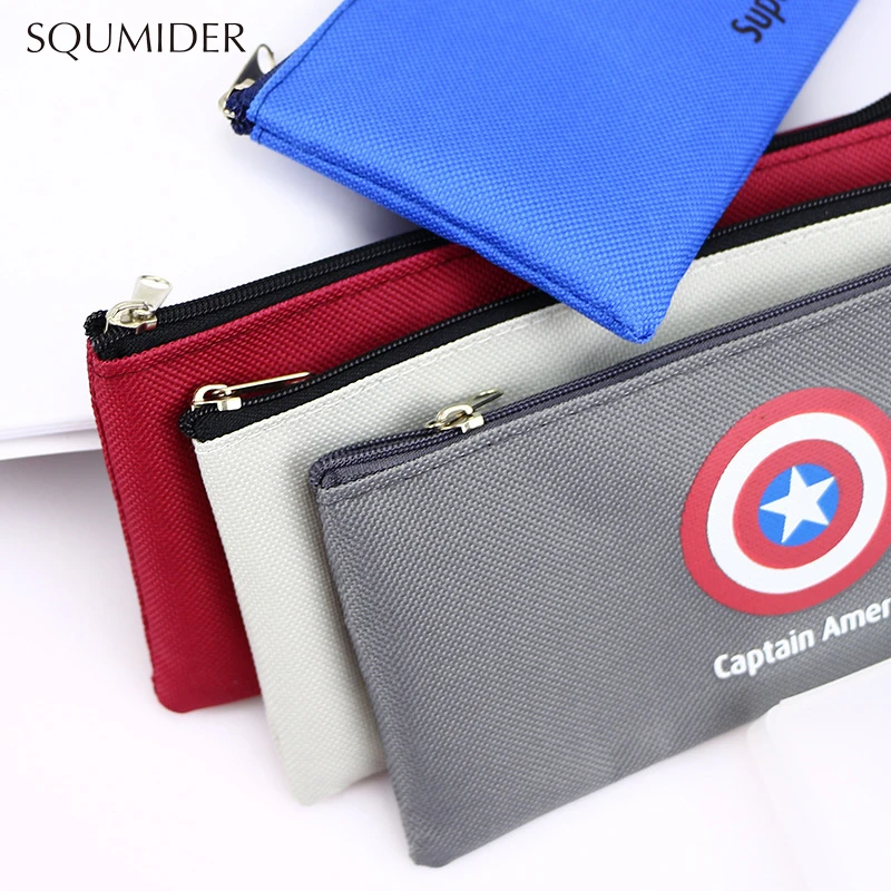 SQUMIDER супергерой Холст Карандаш Чехол творческая большая емкость сторона открытая молния карандаш сумка школьные канцелярские принадлежности
