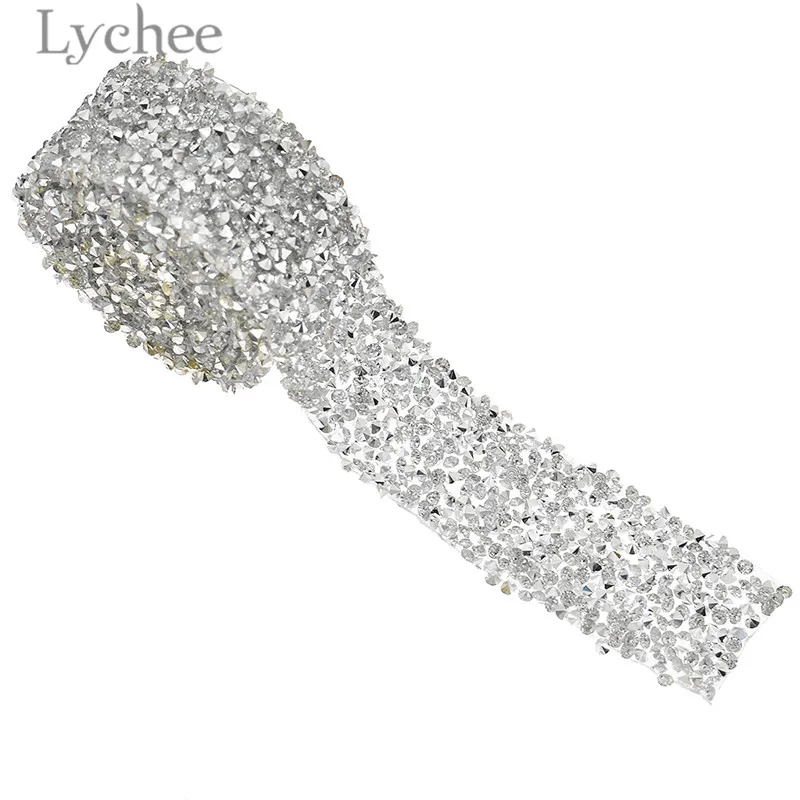 Lychee Life 1 ярд стразы с бисером железная отделка Прозрачная Кружевная лента