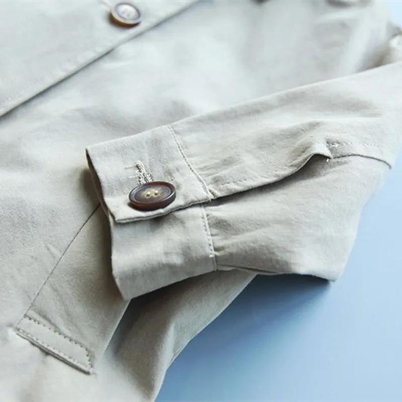 DFXD двубортный плащ цвета хаки с длинным рукавом в английском стиле для девочек