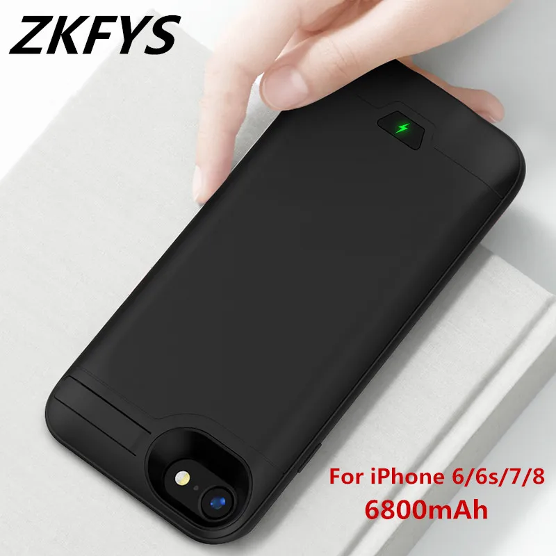 

6800mAh Power Bank Charging Case For iPhone 6 6s 7 8 Smart Battery Cases Portable Charger Backup Battery Cover Powerbank Case
