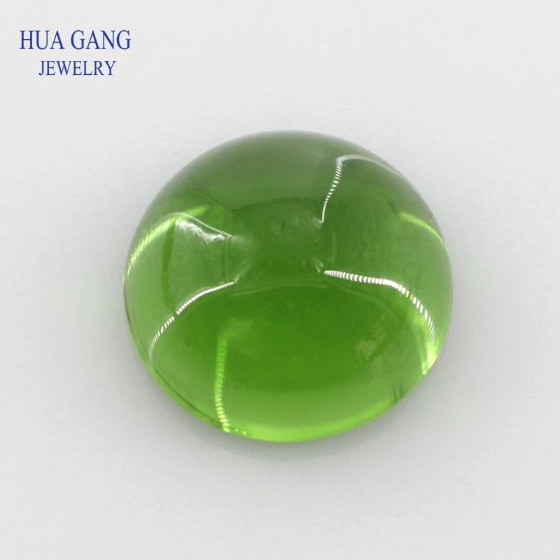 

Green Round Shape Cabochon Cut Flat Bottom Loose Glass Stone Synthetic Gems For Jewlry Size 8mm 10mm Free Shipping