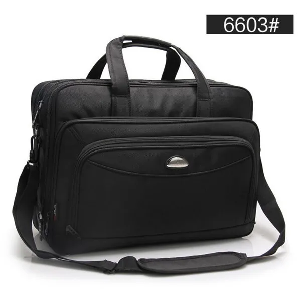6603-Black Большой Вместительный деловой мужской портфель 17 дюймов, черные сумки, мужские водонепроницаемые портфели для компьютера, ноутбука, Мужская Дорожная сумка на плечо - Цвет: 6603-Black