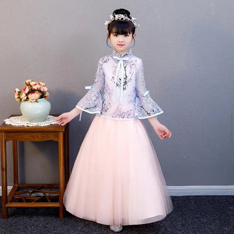

Платье Hanfu для маленьких девочек, летний детский костюм в китайском стиле, комплекты платьев, детская одежда, Vestidos Y1579, 2019