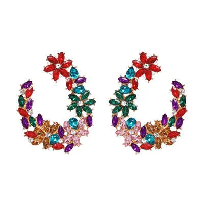 Multicolor Модные Висячие серьги для женщин, цветные Винтажные висячие серьги в стиле бохо, женские модные ювелирные изделия, большие серьги с кристаллами - Окраска металла: Multicolor