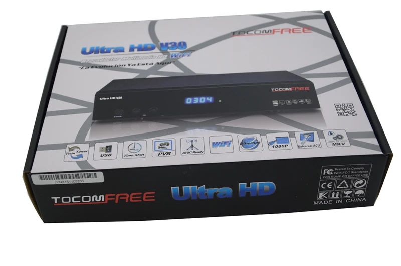 Спутниковый ресивер цифровой FTA TOCOMFREE Ultra HD V30 Full HD 8PSK+ cccam newcamd двойной тюнер ATSC