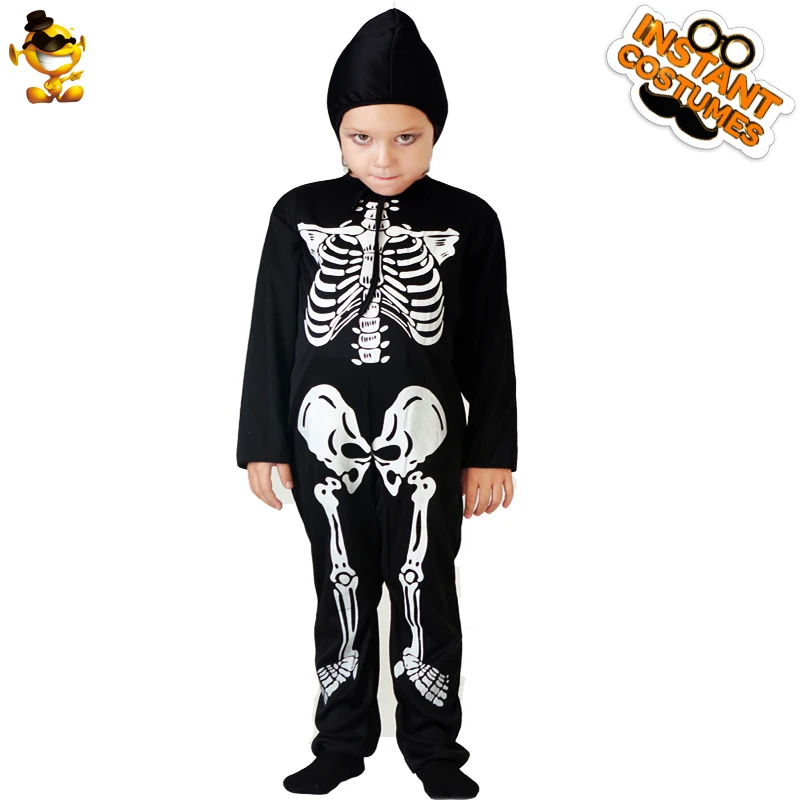 

DSPLAY New Style Boy's Skeleton Costume Kids Horror Zombie Jumpsuit With Hood For Halloween Cosplay Party