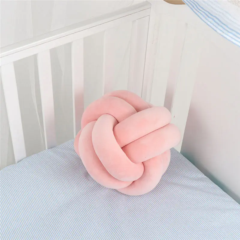 pink-30cm Украшение в детскую комнату детская спинка кровати Подушка ручной работы плетеный узел мяч Подушка Мягкий Хлопок В Стиле Радуги, для младенцев защита для кроватки - Цвет: pink-30cm