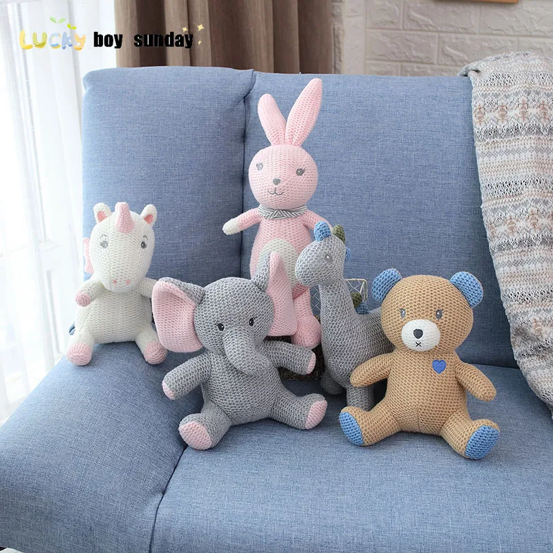 Единорог, кролик, мягкие игрушки, слон, медведь, динозавр, хлопковая веревка, плюшевые игрушки для девочек и мальчиков, животные, куклы, подарок на день рождения для детей, игрушки для девочек