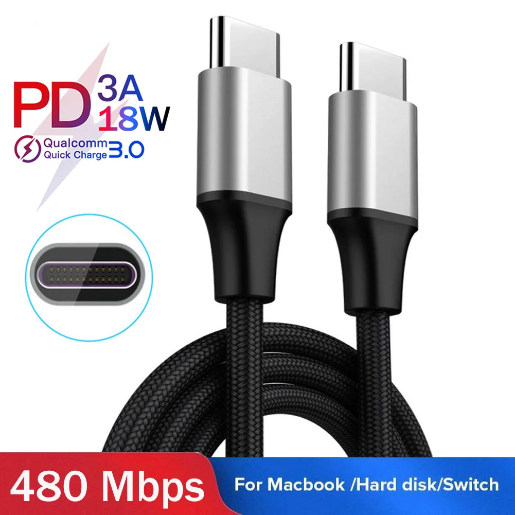 Jetjoy USB C к USB C type C кабель Male to Male 3A PD кабель для быстрой зарядки данных зарядный кабель нейлоновый плетеный провод PD 18 Вт Быстрая зарядка