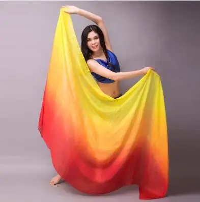 

Hot Selling Belly Dance Silk Veil For Women 250*114cm Flame Gradient Color