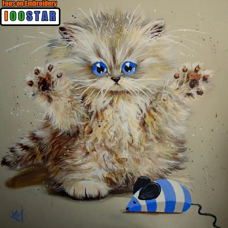 Набор для алмазной вышивки сделай сам мультяшный рисунок кота квадратная мышь