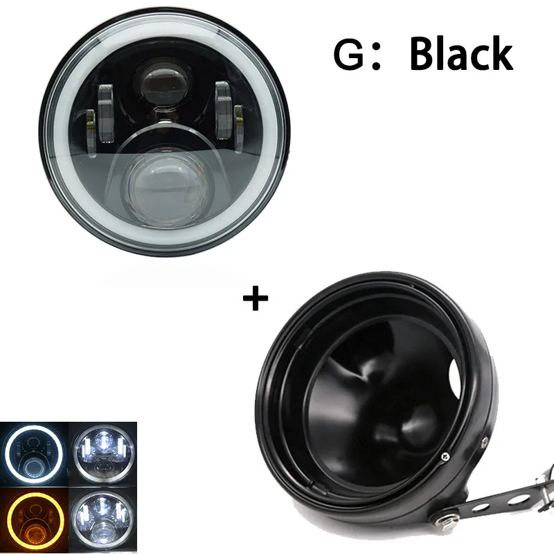 1set 60W Black Jvial 7 дюймов 80 Вт DOT SAE E9 мотоциклетные фары и 7 дюймов корпус фары кронштейны для harley men davi dson - Цвет: 1set 60W Black