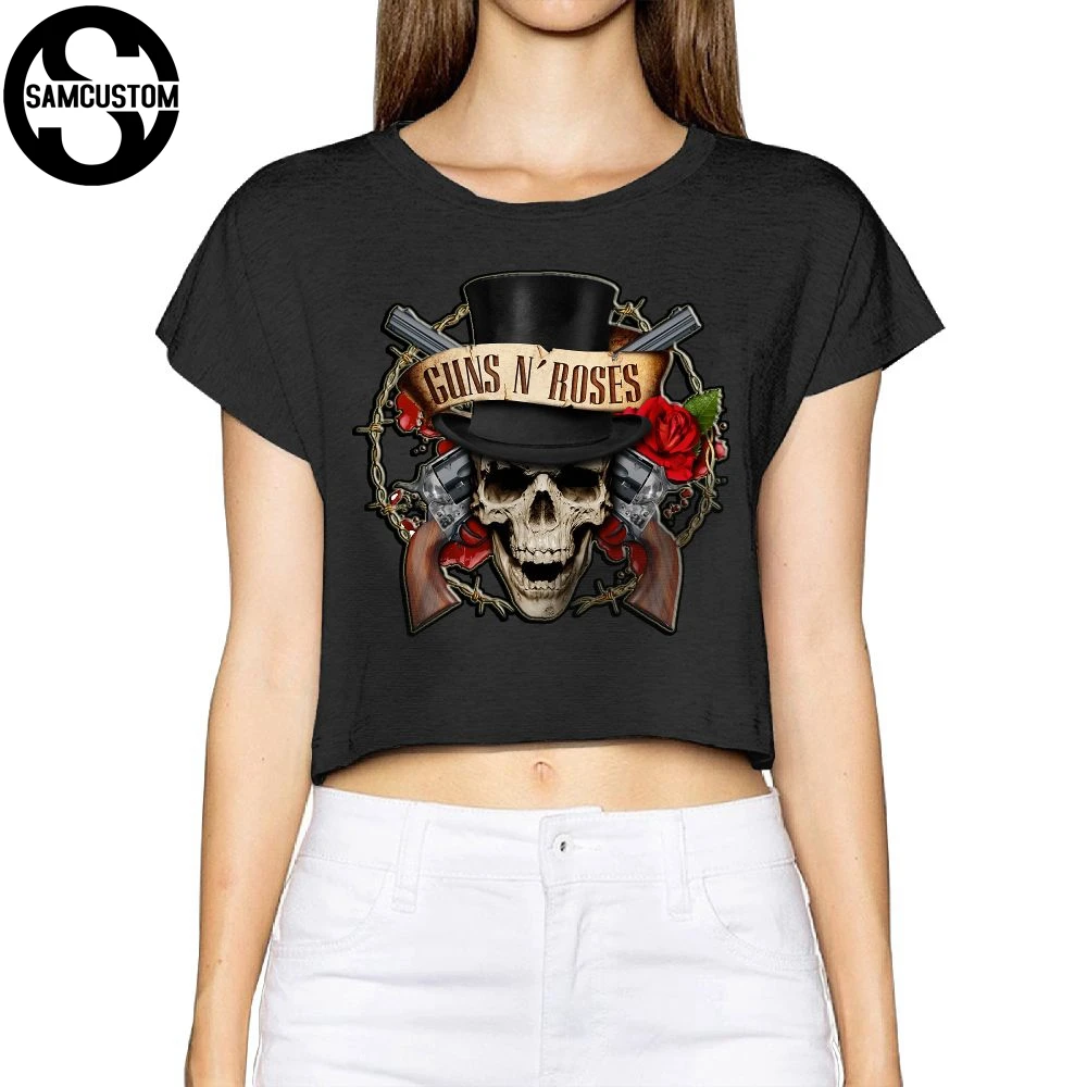 SAMCUSTOM Camisetas настоящая короткая футболка с принтом Guns N' Roses летняя модная уличная