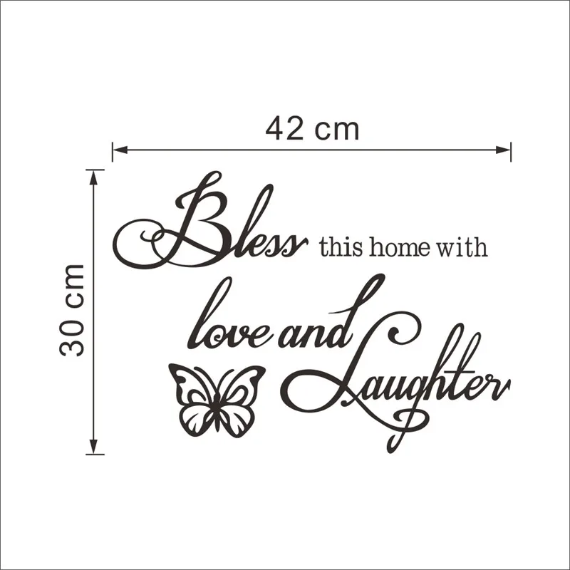 

bless this home with love and laughter quotes wall decals for living room bedroom home decor removable stickers art vinyl black