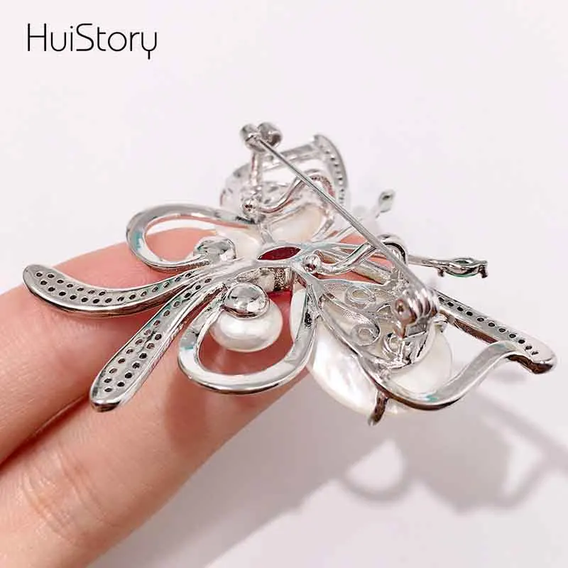 HUISTORY New Luxury High Quality Butterfly Brooches For Women Fashion Zircon Jewelry Animal Crystal Brooch and Pins Gift | Украшения и
